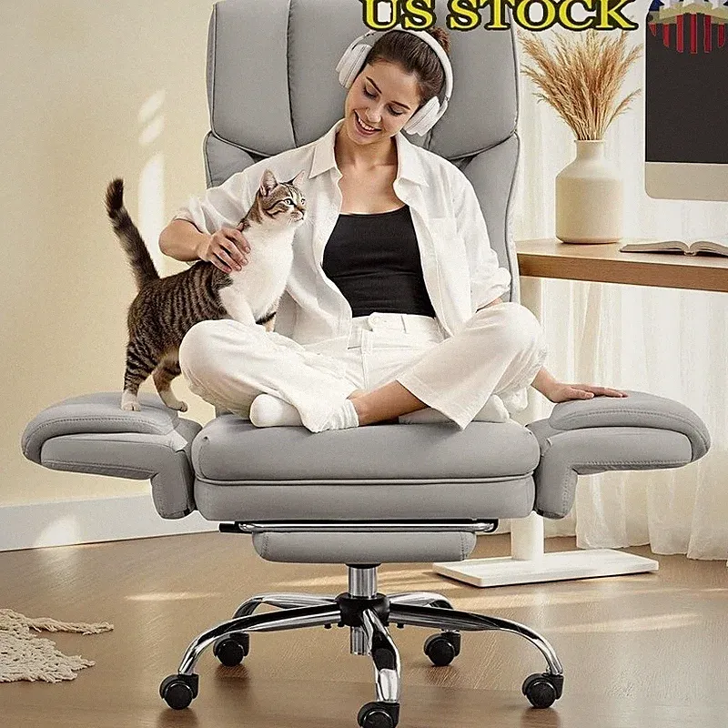 Adjustable Armrests Pet-Friendly Office Chair Reclining W/ Footrest Support New