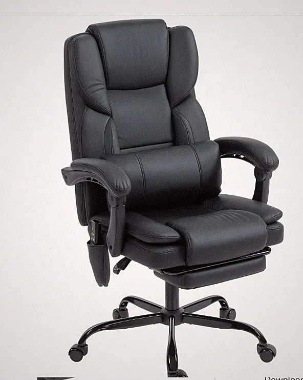 Office Chair with Massage, Pet-Friendly Faux Leather Reclining Desk Chair with L