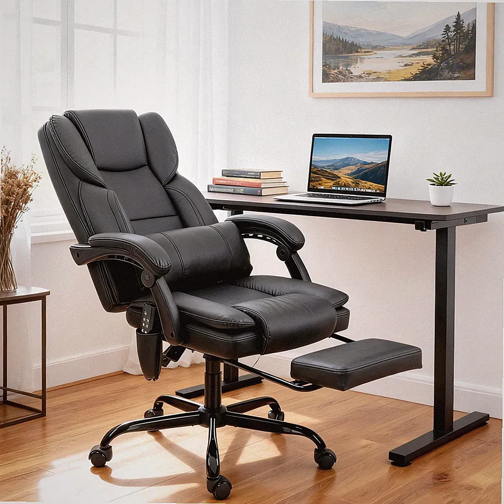 Office Chair with Massage, Reclining Desk Chair, Black