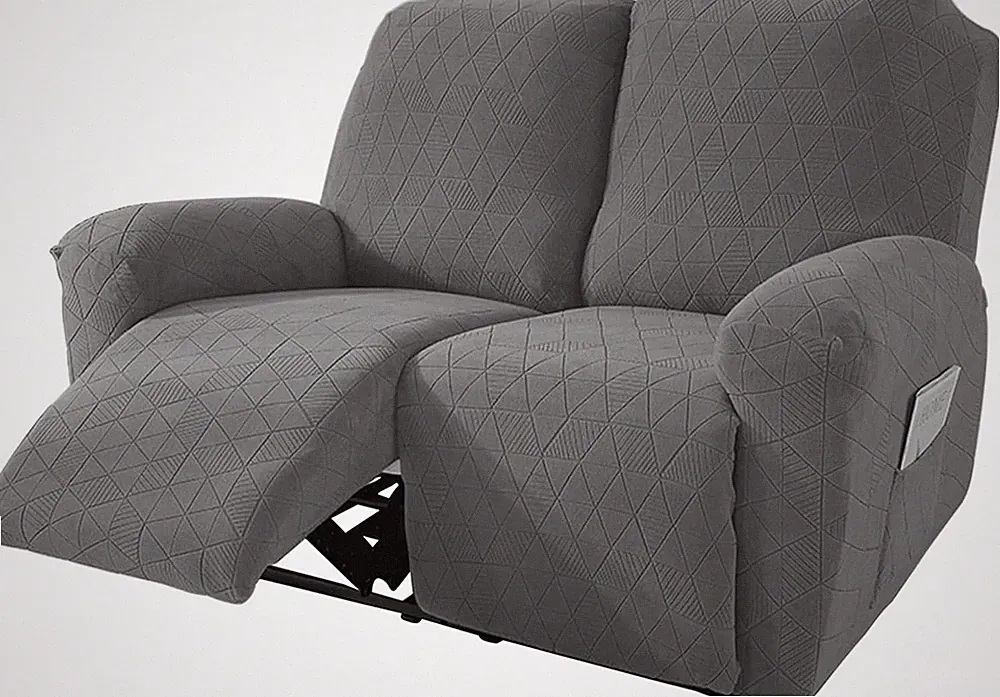 Pet-Friendly Light Grey Jacquard Loveseat Cover for 2 Seaters