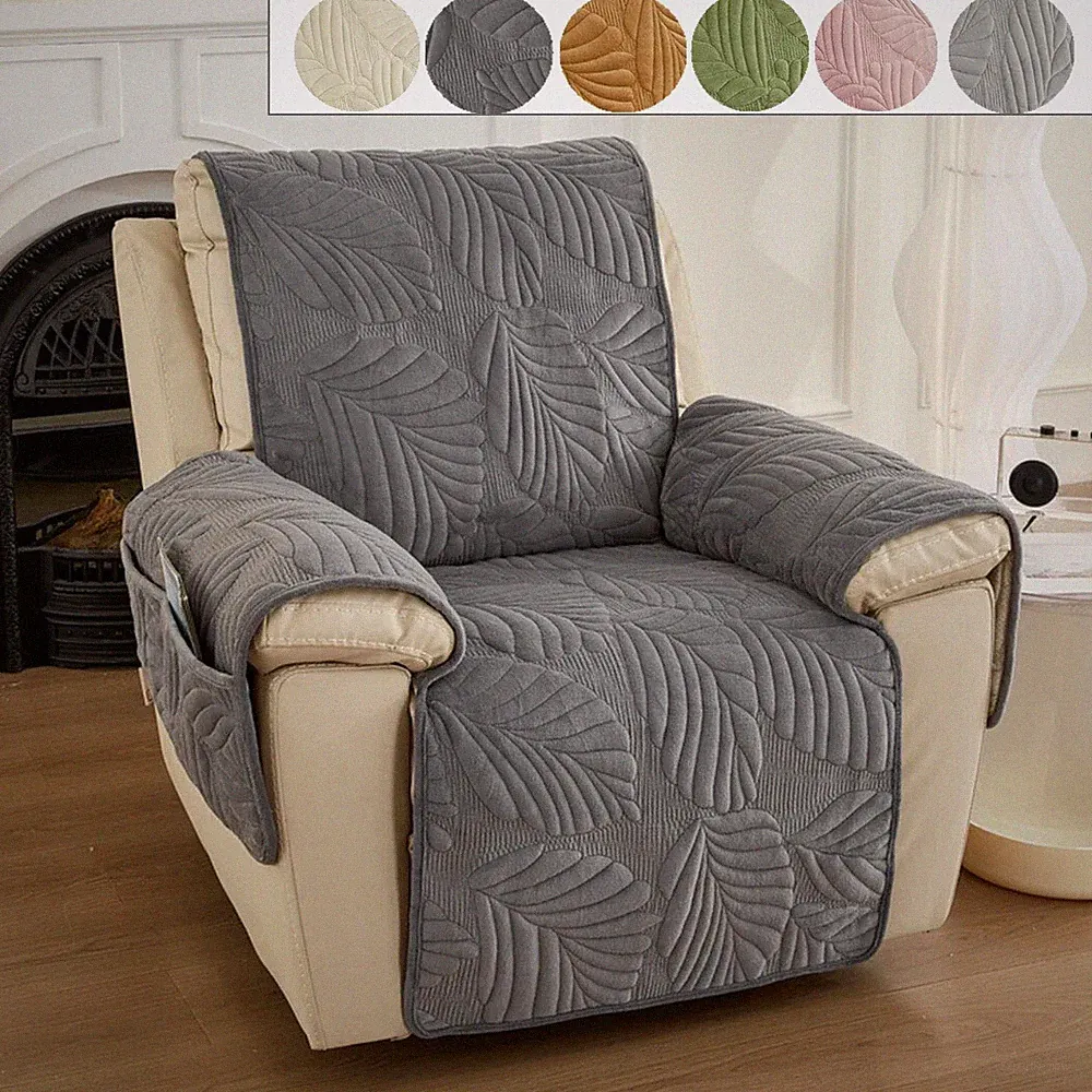 Solid Colour Milk Velvet Quilted Leaves Pet Sofa Cover Modern Single Sofa Cover
