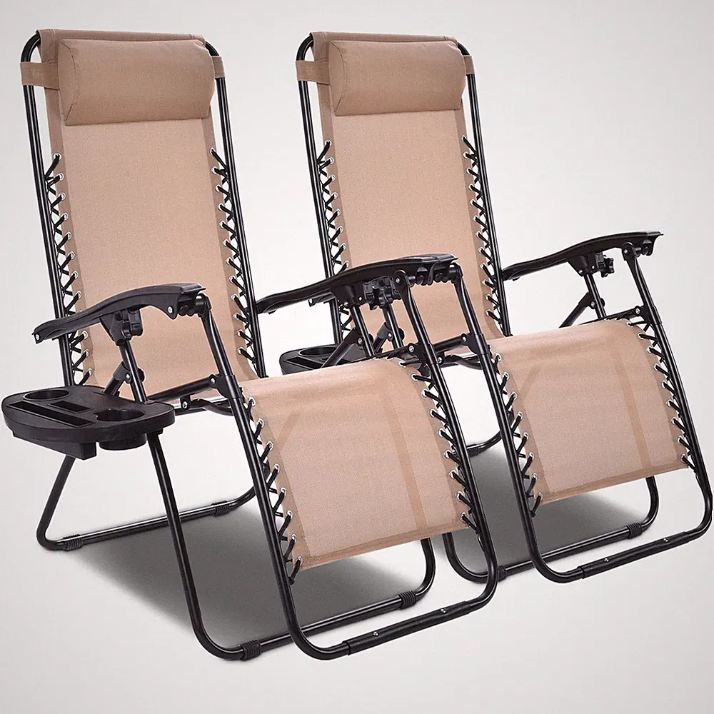 Topbuy 2 PCS Zero Gravity Chair Adjustable Recliners Textiliene